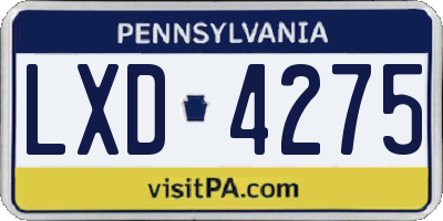 PA license plate LXD4275