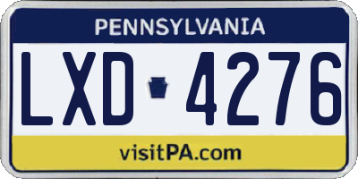 PA license plate LXD4276
