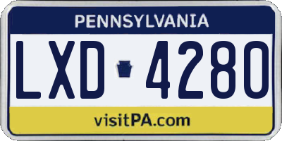 PA license plate LXD4280