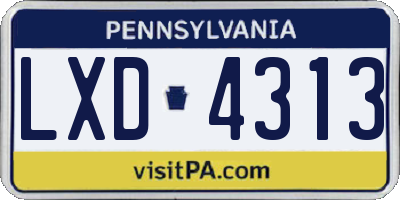 PA license plate LXD4313