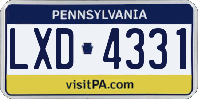 PA license plate LXD4331