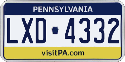 PA license plate LXD4332