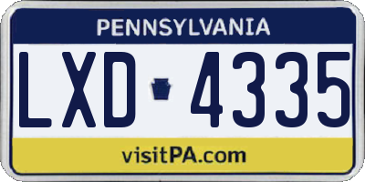 PA license plate LXD4335