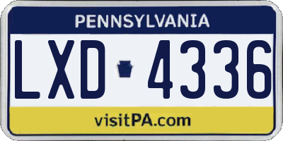 PA license plate LXD4336
