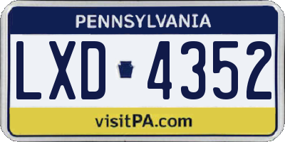 PA license plate LXD4352