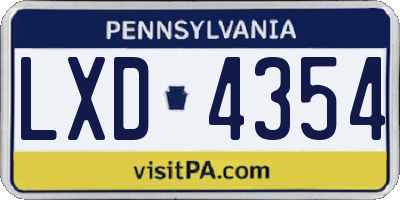 PA license plate LXD4354