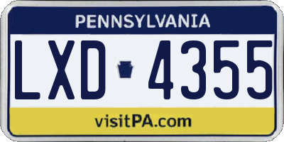 PA license plate LXD4355