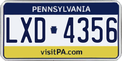 PA license plate LXD4356
