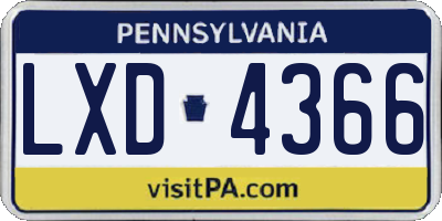 PA license plate LXD4366