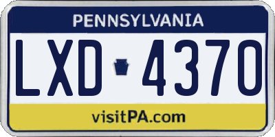 PA license plate LXD4370