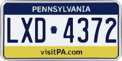 PA license plate LXD4372