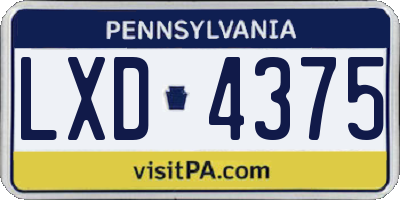 PA license plate LXD4375