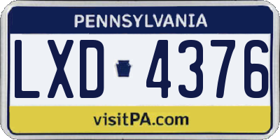 PA license plate LXD4376