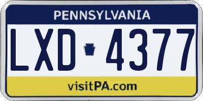 PA license plate LXD4377