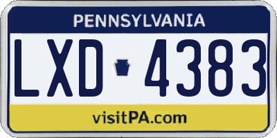 PA license plate LXD4383