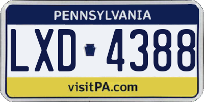PA license plate LXD4388