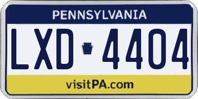 PA license plate LXD4404