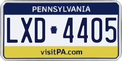PA license plate LXD4405