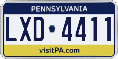 PA license plate LXD4411