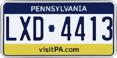PA license plate LXD4413