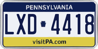 PA license plate LXD4418