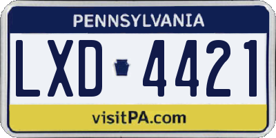 PA license plate LXD4421