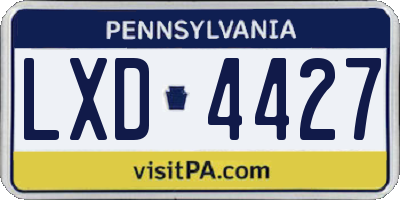 PA license plate LXD4427