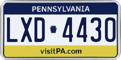 PA license plate LXD4430