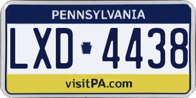 PA license plate LXD4438