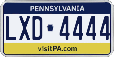 PA license plate LXD4444