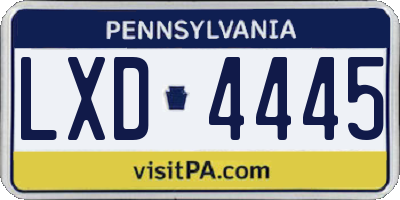 PA license plate LXD4445