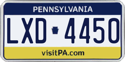 PA license plate LXD4450