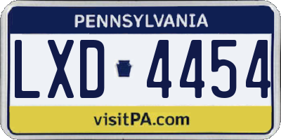 PA license plate LXD4454