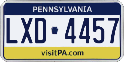 PA license plate LXD4457
