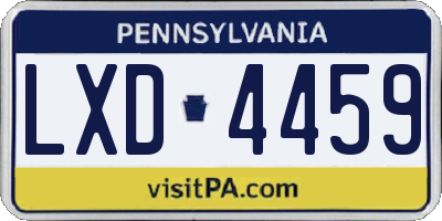 PA license plate LXD4459