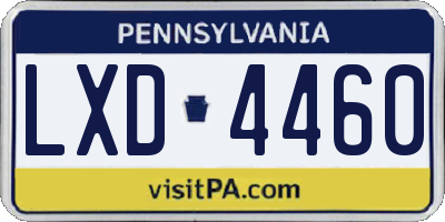 PA license plate LXD4460