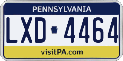 PA license plate LXD4464