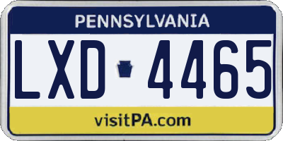 PA license plate LXD4465