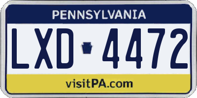 PA license plate LXD4472