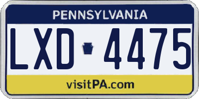 PA license plate LXD4475
