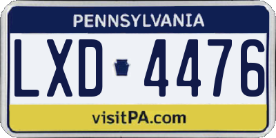 PA license plate LXD4476