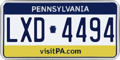PA license plate LXD4494