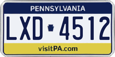PA license plate LXD4512