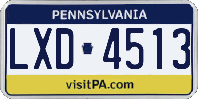 PA license plate LXD4513