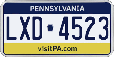 PA license plate LXD4523