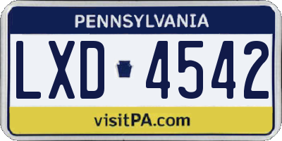 PA license plate LXD4542