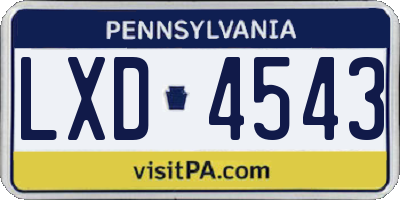 PA license plate LXD4543