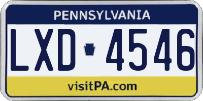 PA license plate LXD4546