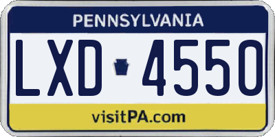 PA license plate LXD4550
