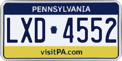 PA license plate LXD4552